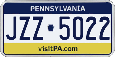 PA license plate JZZ5022