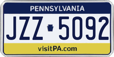 PA license plate JZZ5092