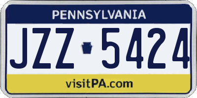 PA license plate JZZ5424
