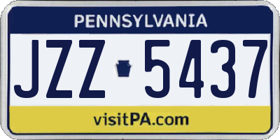 PA license plate JZZ5437