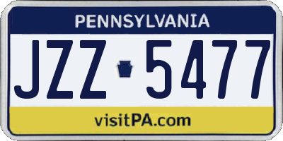 PA license plate JZZ5477