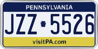 PA license plate JZZ5526