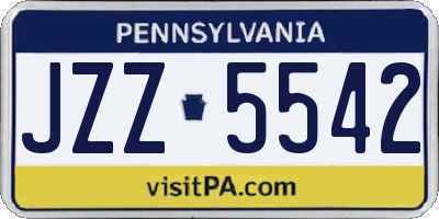 PA license plate JZZ5542