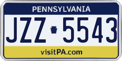 PA license plate JZZ5543