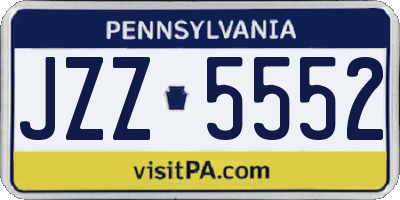 PA license plate JZZ5552