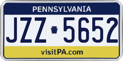 PA license plate JZZ5652