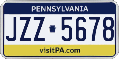 PA license plate JZZ5678