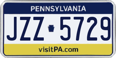 PA license plate JZZ5729