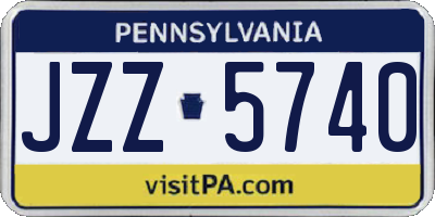 PA license plate JZZ5740