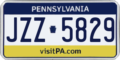 PA license plate JZZ5829
