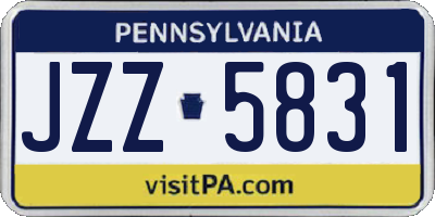 PA license plate JZZ5831