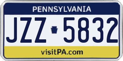 PA license plate JZZ5832