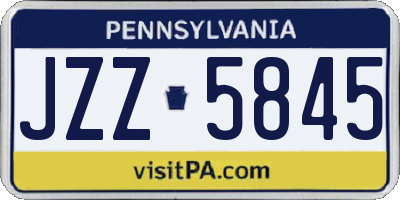 PA license plate JZZ5845