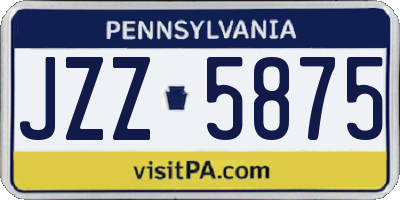 PA license plate JZZ5875