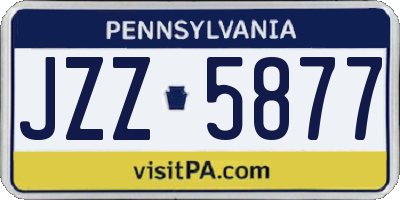 PA license plate JZZ5877