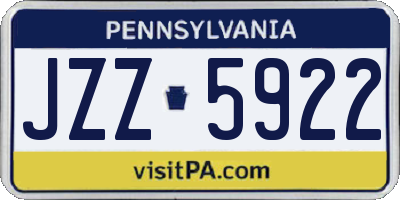 PA license plate JZZ5922