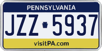 PA license plate JZZ5937
