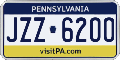 PA license plate JZZ6200
