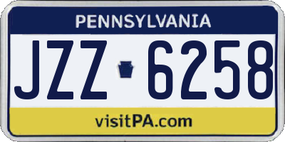 PA license plate JZZ6258