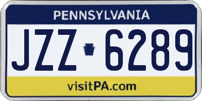 PA license plate JZZ6289