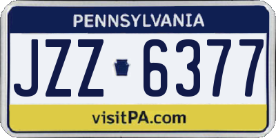 PA license plate JZZ6377