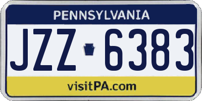 PA license plate JZZ6383