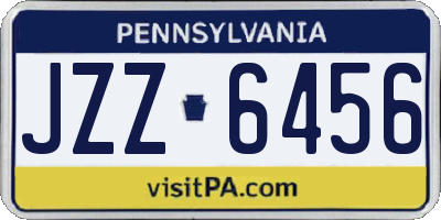 PA license plate JZZ6456