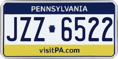 PA license plate JZZ6522