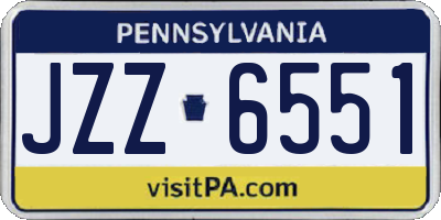 PA license plate JZZ6551