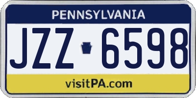 PA license plate JZZ6598