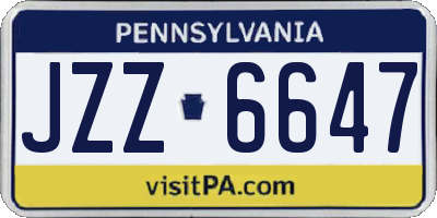 PA license plate JZZ6647