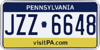 PA license plate JZZ6648