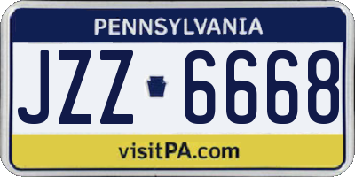 PA license plate JZZ6668