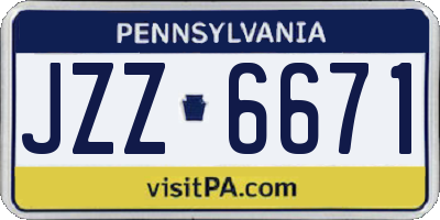 PA license plate JZZ6671
