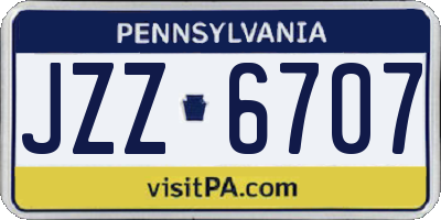 PA license plate JZZ6707