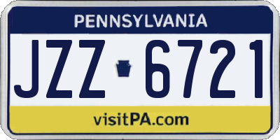 PA license plate JZZ6721