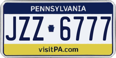 PA license plate JZZ6777