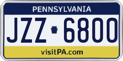 PA license plate JZZ6800