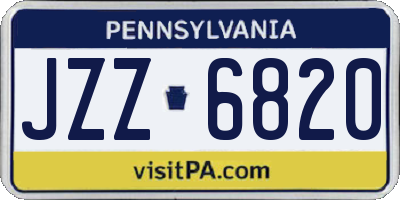 PA license plate JZZ6820