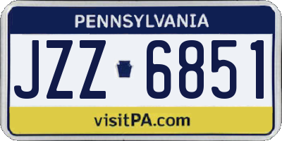 PA license plate JZZ6851