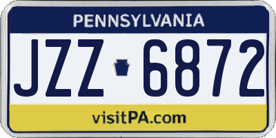 PA license plate JZZ6872