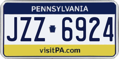 PA license plate JZZ6924