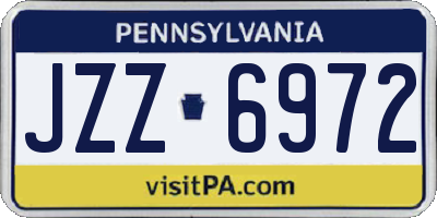 PA license plate JZZ6972