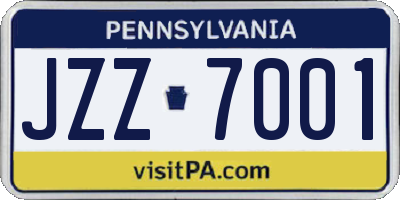PA license plate JZZ7001