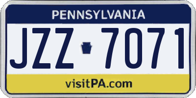 PA license plate JZZ7071