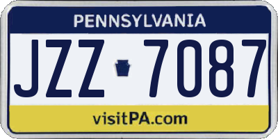 PA license plate JZZ7087