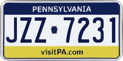 PA license plate JZZ7231
