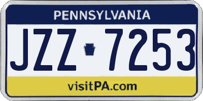 PA license plate JZZ7253