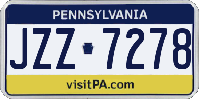 PA license plate JZZ7278