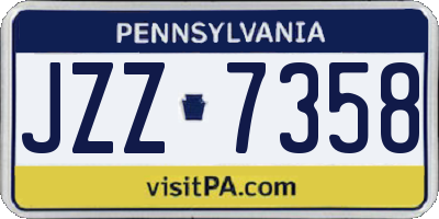 PA license plate JZZ7358